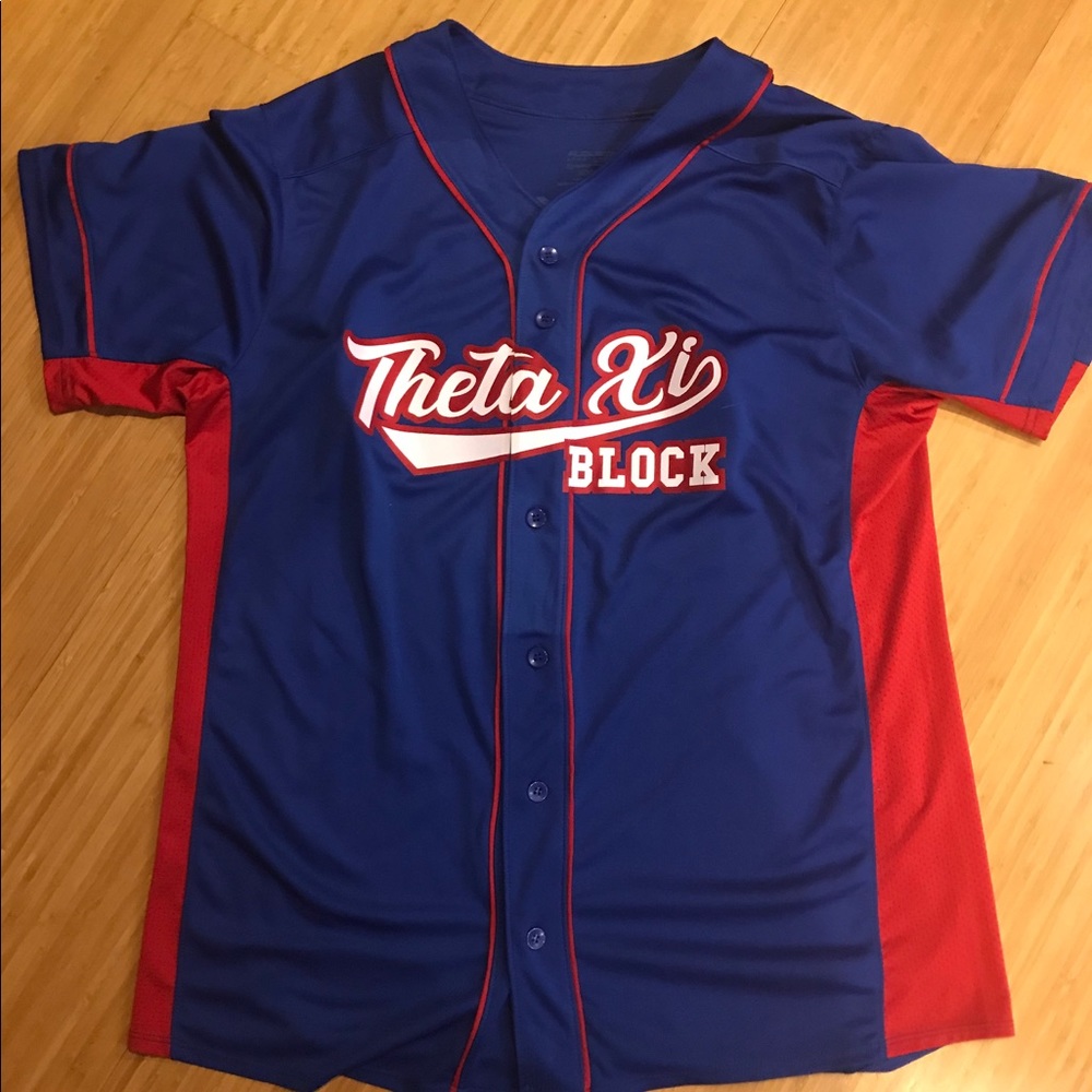 Theta Xi Baseball Jersey Blue and Red Size Large